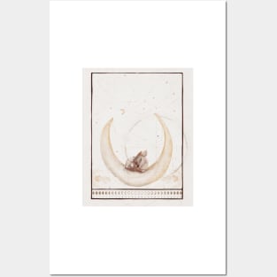 Tarot Card Art- Moon Phase- Fawn on Moon- Witchy Art Posters and Art